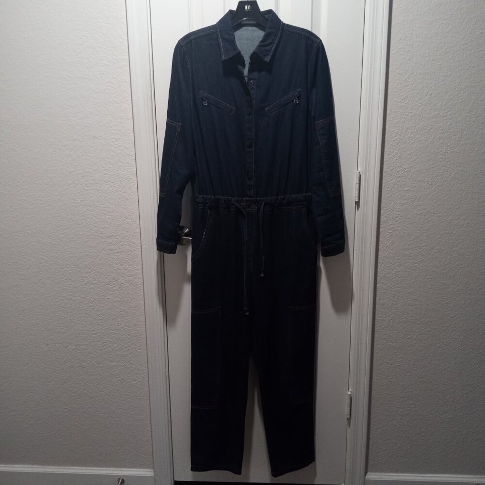 Genuine People Dark Denim Long Sleeve Jumpsuit